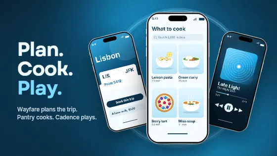 Plan, cook, play, app showcase template