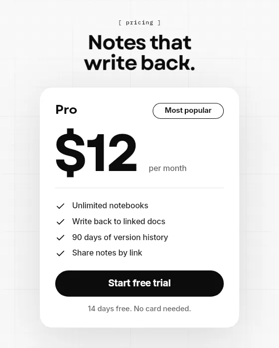 Pricing card, cards template
