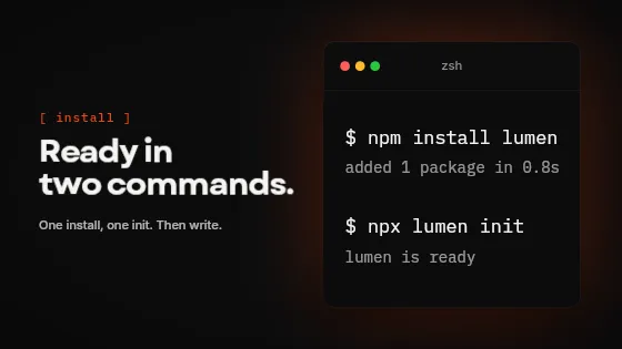 Ready in two commands, code template